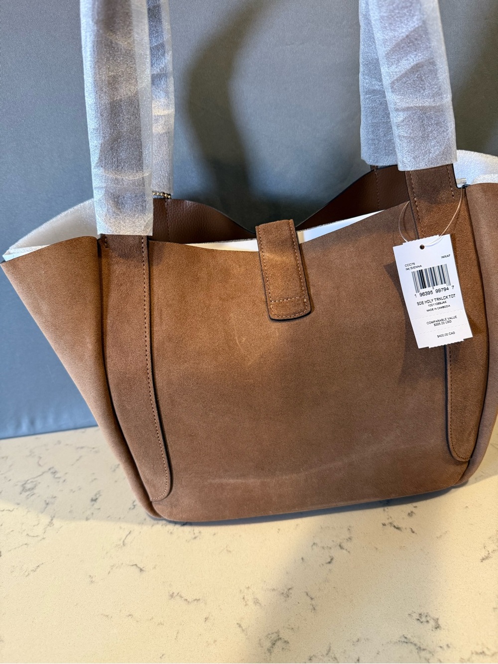 Coach Suede Tote in Rich Chestnut Brown with Gold Hardware - Picture 5 of 10